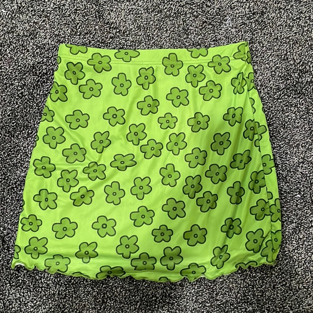 Floral Green Mini Skirt